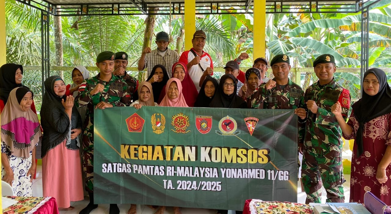 Satgas Pamtas Yonarmed 11 Kostrad Gandeng Puskesmas Aji Kuning Gelar Pemeriksaan Kesehatan