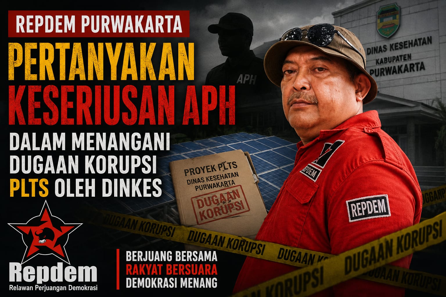 Repdem Purwakarta Pertanyakan Keseriusan APH Tangani Dugaan Korupsi PLTS Dinkes