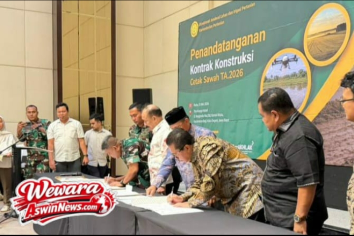 Perkuat Ketahanan Pangan, Bupati Pidie Resmi Tandatangani MoU Cetak Sawah Baru dengan Kementerian Pertanian