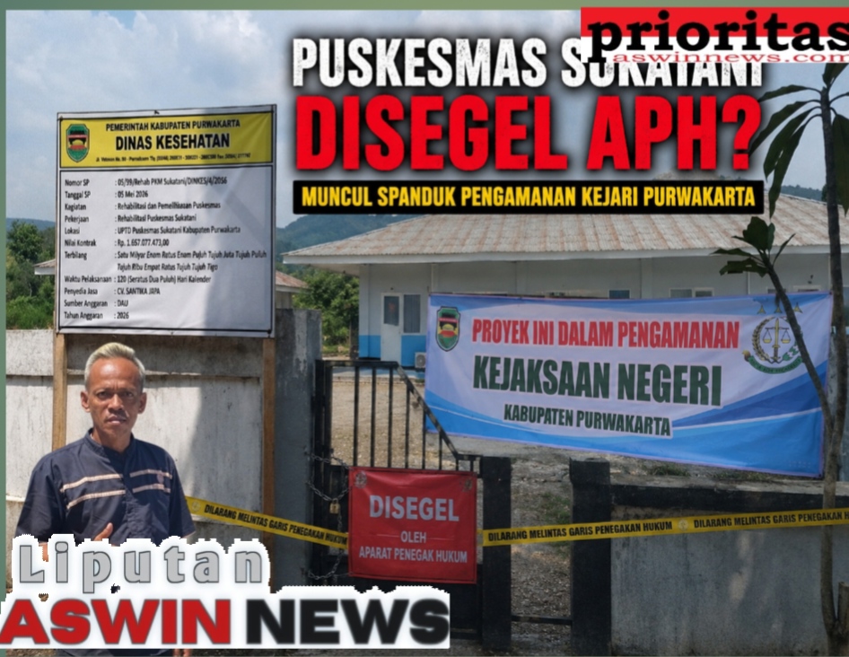 PUSKESMAS SUKATANI DISEGEL APH? MUNCUL SPANDUK PENGAMANAN KEJARI PURWAKARTA