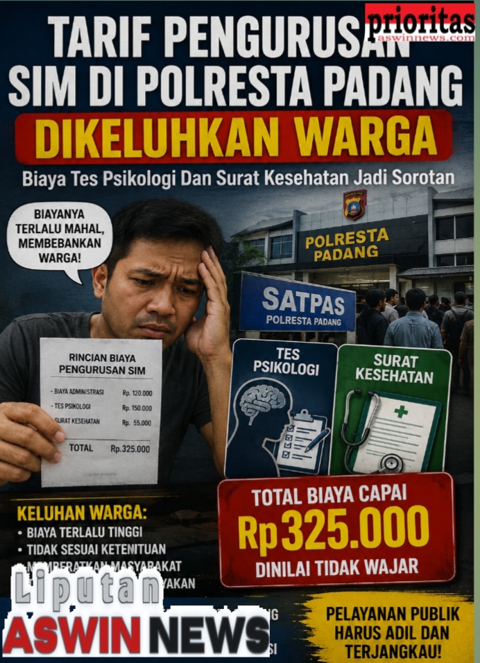 Tarif Pengurusan SIM di Polresta Padang Dikeluhkan Warga, Biaya Tes Psikologi Dan Surat Kesehatan Jadi Sorotan