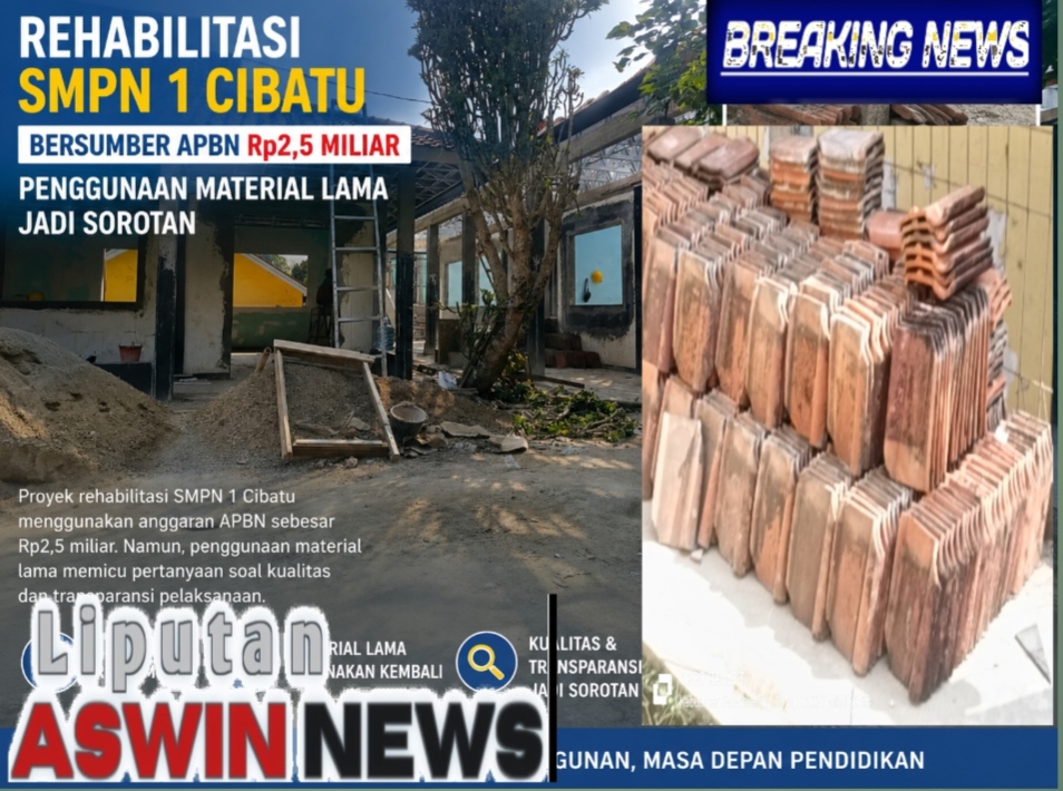 Rehabilitasi SMPN 1 Cibatu Bersumber APBN Rp2,5 Miliar, Penggunaan Material Lama Jadi Sorotan