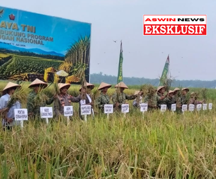 Panen Raya di Desa Gunung Tinggi yang di hadiri Pangdam I BB dalam rangka mendukung Program Ketahanan Pangan ( Ketapang ).