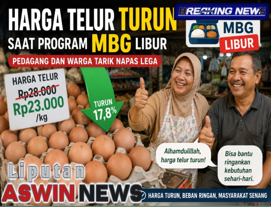 Harga Telur Turun Saat Program MBG Libur, Pedagang Dan Warga Tarik Napas Lega
