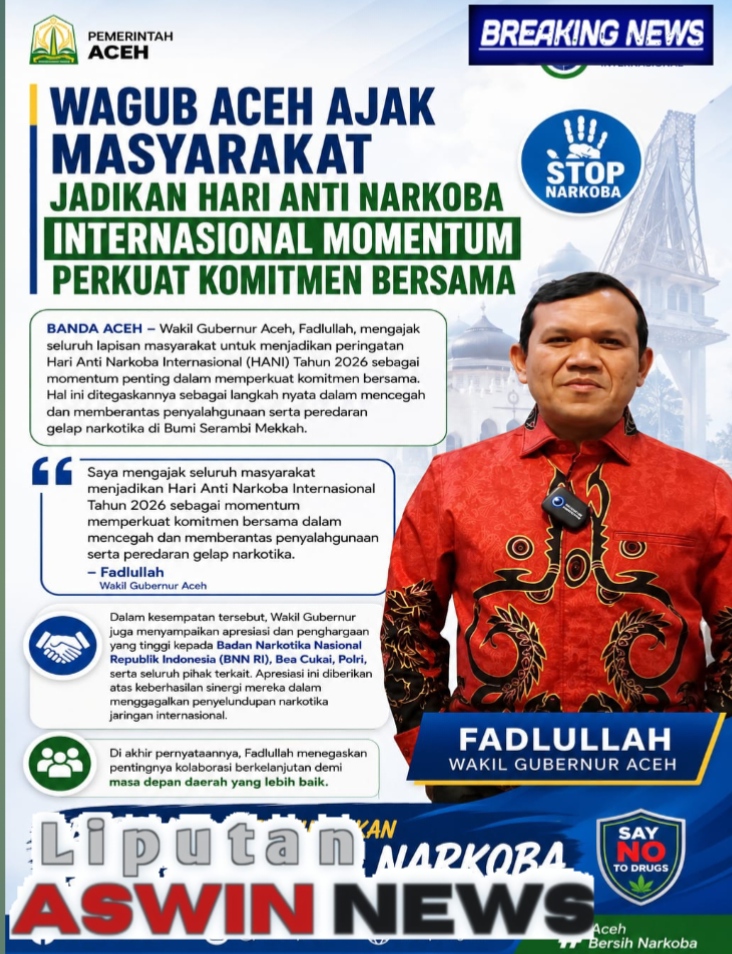 Wagub Aceh Ajak Masyarakat Jadikan HANI 2026 Momentum Perkuat Komitmen Berantas Narkoba
