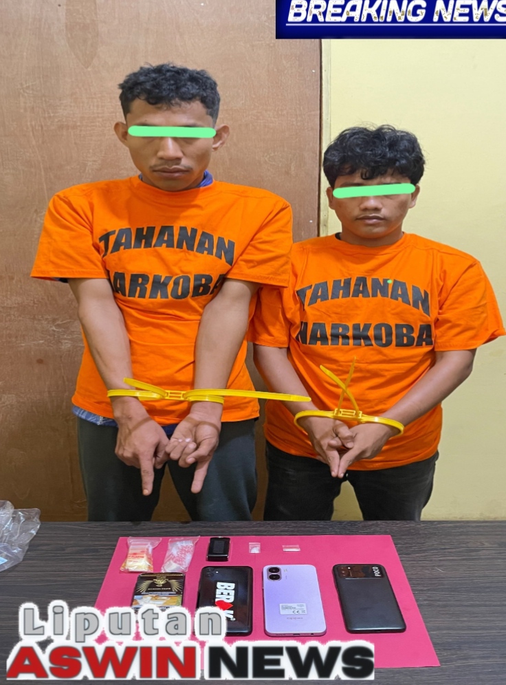 Dua Terduga Pengedar Sabu Ditangkap Di Banglas, Satresnarkoba Polres Meranti Amankan Barang Bukti