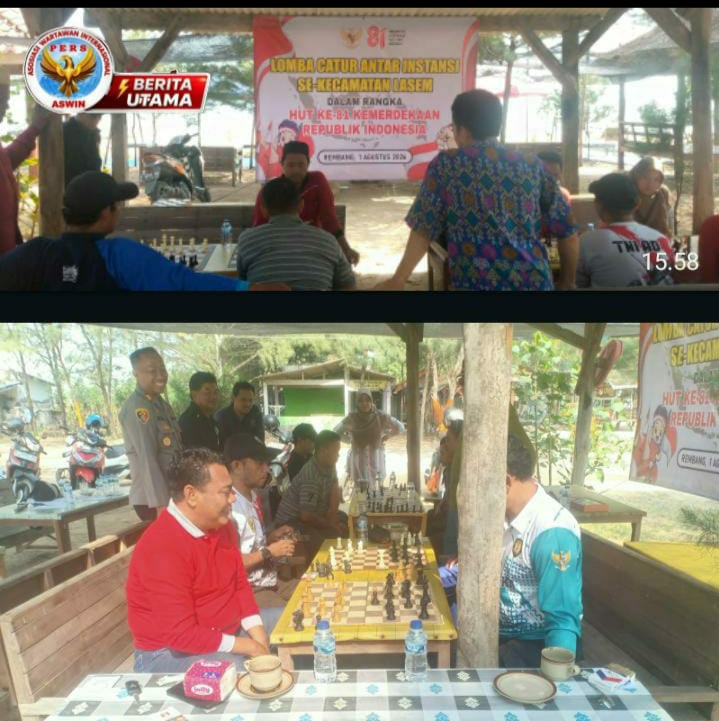 Pertama Kali Digelar, Lomba Catur Antar Instansi Se-Kecamatan Lasem Semarakkan HUT RI ke-81
